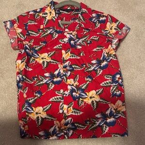 Janie and Jack Red Floral Casual Shirt